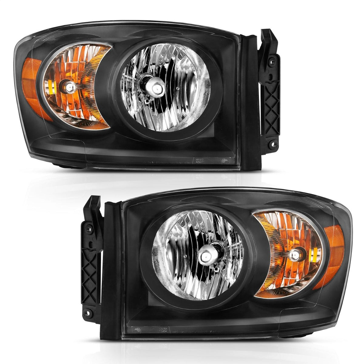 AnzoUSA 111427 Crystal Headlight Black Amber