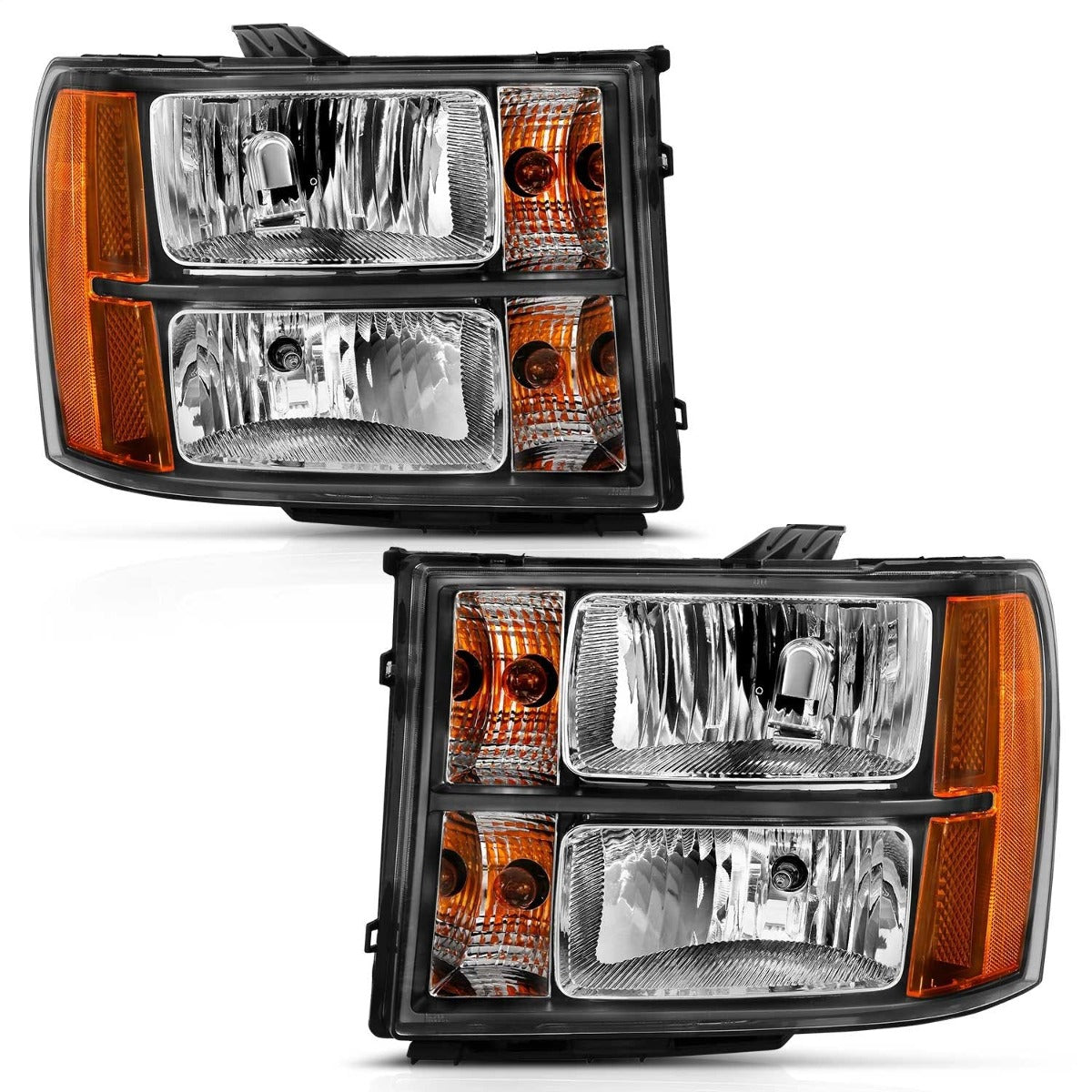 AnzoUSA 111430 Crystal Headlight Black Amber