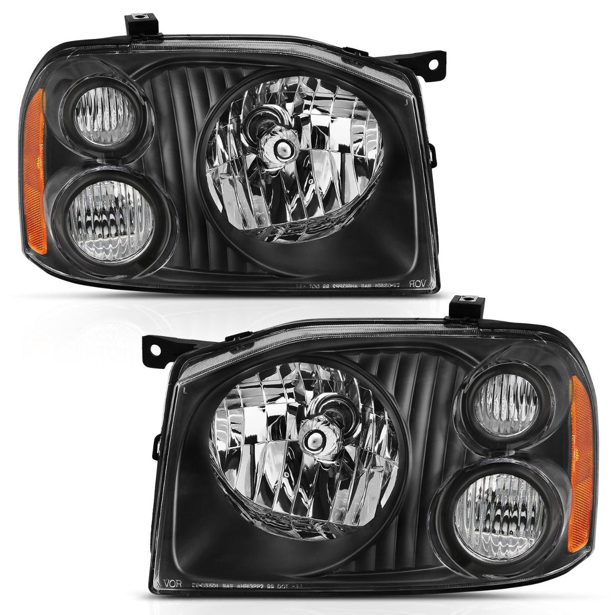 AnzoUSA 111433 Crystal Headlight Black Amber Reflector