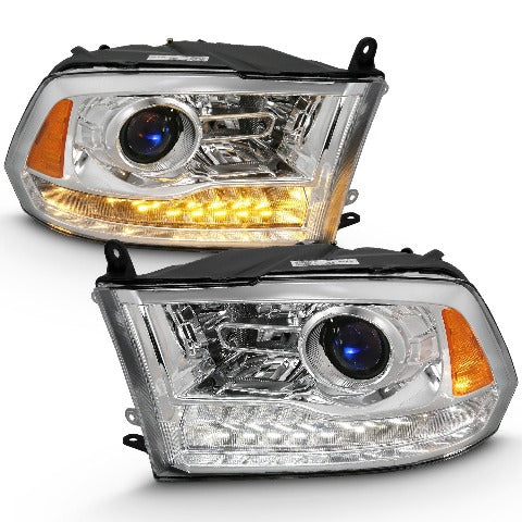 AnzoUSA 111440 Projector Plank Style Switchback Headlights Halo Chrome Amber (OE Style)