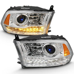 AnzoUSA 111440 Projector Plank Style Switchback Headlights Halo Chrome Amber (OE Style)