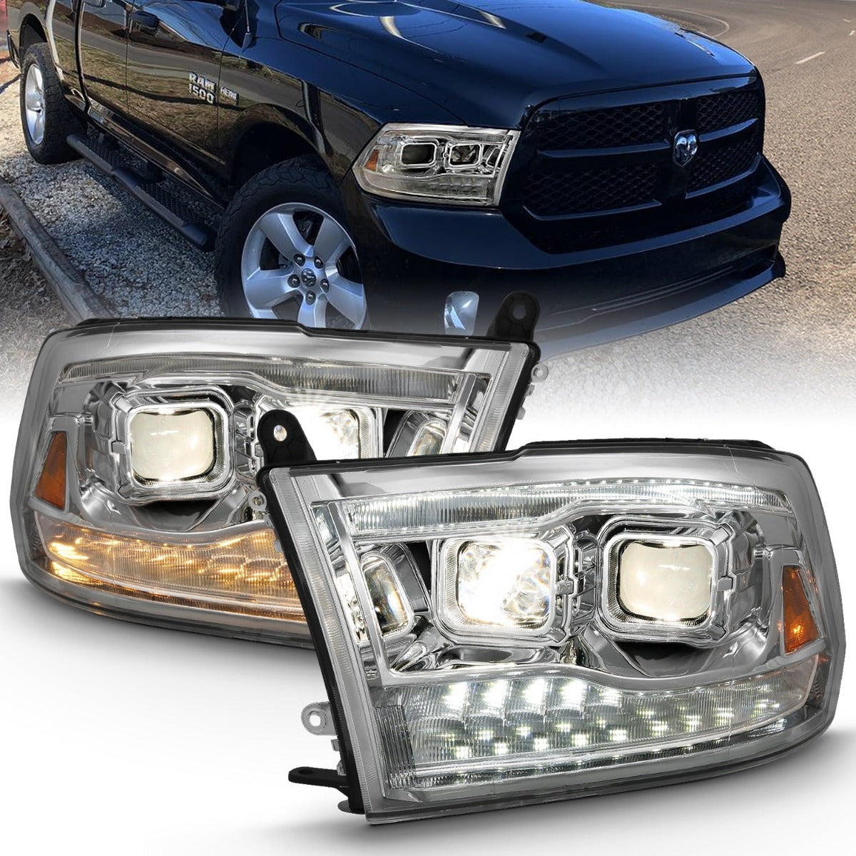 AnzoUSA 111441 Projector Headlights. Switchback Black Amber