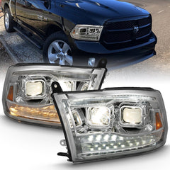 AnzoUSA 111441 Projector Headlights. Switchback Black Amber