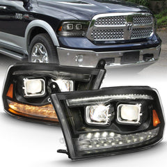 AnzoUSA 111442 Projector Headlights. Switchback Chrome Amber