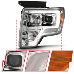 AnzoUSA 111444 Projector Headlight Plank Style Chrome Amber