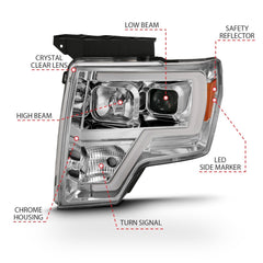 AnzoUSA 111444 Projector Headlight Plank Style Chrome Amber
