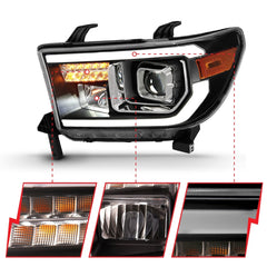 AnzoUSA 111447 Projector Light Bar Headlights Black Amber(LED High Beam) (Halogen Bulb Version)