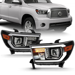 AnzoUSA 111447 Projector Light Bar Headlights Black Amber(LED High Beam) (Halogen Bulb Version)