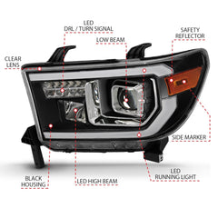 AnzoUSA 111447 Projector Light Bar Headlights Black Amber(LED High Beam) (Halogen Bulb Version)