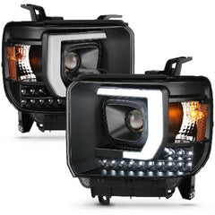 AnzoUSA 111450 Projector Plank Style Headlight Black With Drl