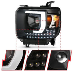 AnzoUSA 111450 Projector Plank Style Headlight Black With Drl