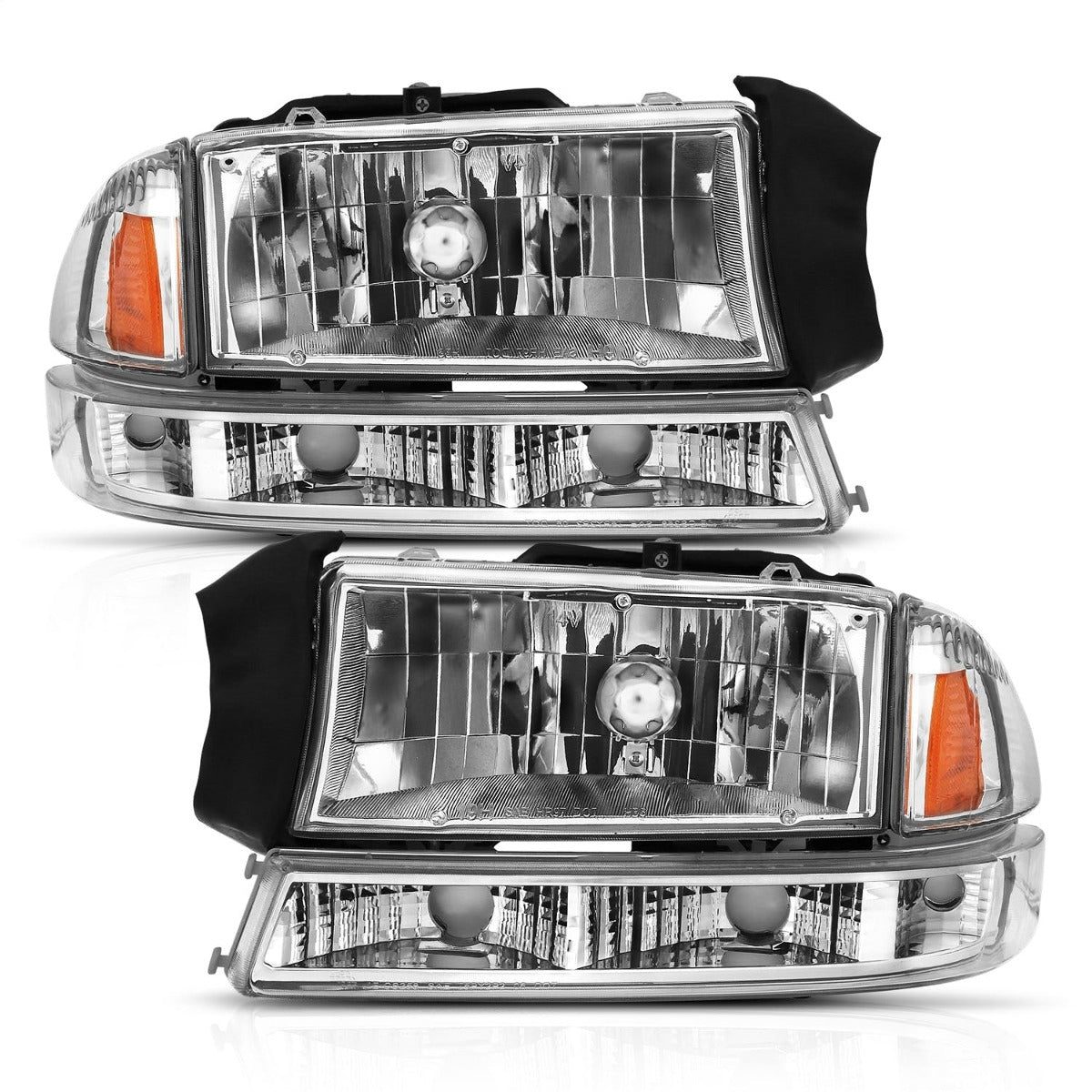 AnzoUSA 111455 Crystal Headlight Set Chrome Amber
