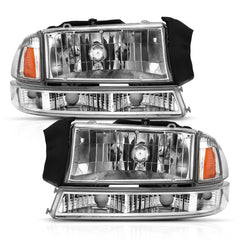 AnzoUSA 111455 Crystal Headlight Set Chrome Amber