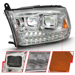 AnzoUSA 111465 LED Projector Plank Style Switchback Headlights Halo Chrome Amber (OE Style)