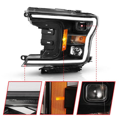 AnzoUSA 111467 Projector Plank Style Headlights Black Amber (Without Switchback)