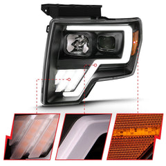 AnzoUSA 111469 Projector Light Bar G4 Switchback Headlights.Black Amber