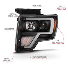 AnzoUSA 111469 Projector Light Bar G4 Switchback Headlights.Black Amber