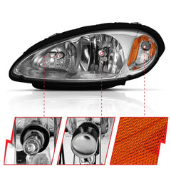 AnzoUSA 111472 Crystal Headlight Chrome Amber (OE)