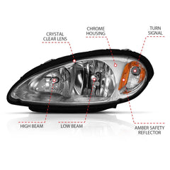 AnzoUSA 111472 Crystal Headlight Chrome Amber (OE)