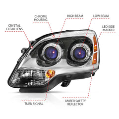AnzoUSA 111476 Crystal Headlight Chrome Amber(OE)