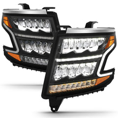 AnzoUSA 111478 LED Headlight Plank Style Black Clear with Sequential Amber