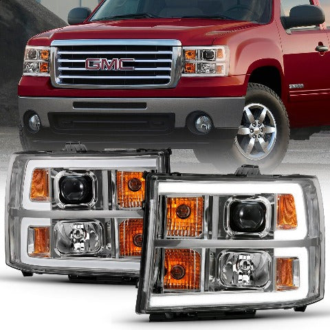AnzoUSA 111483 Projector Headlight Plank Style Chrome with Clear Lens Amber