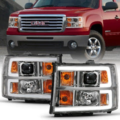 AnzoUSA 111483 Projector Headlight Plank Style Chrome with Clear Lens Amber