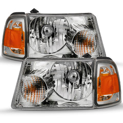 AnzoUSA 111484 Crystal Headlight Chrome with Corner Lights (OE Replacement)