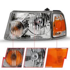 AnzoUSA 111484 Crystal Headlight Chrome with Corner Lights (OE Replacement)