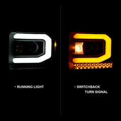 AnzoUSA 111487 Projector Headlight Plank Style Black with Switchback (Halogen Type)