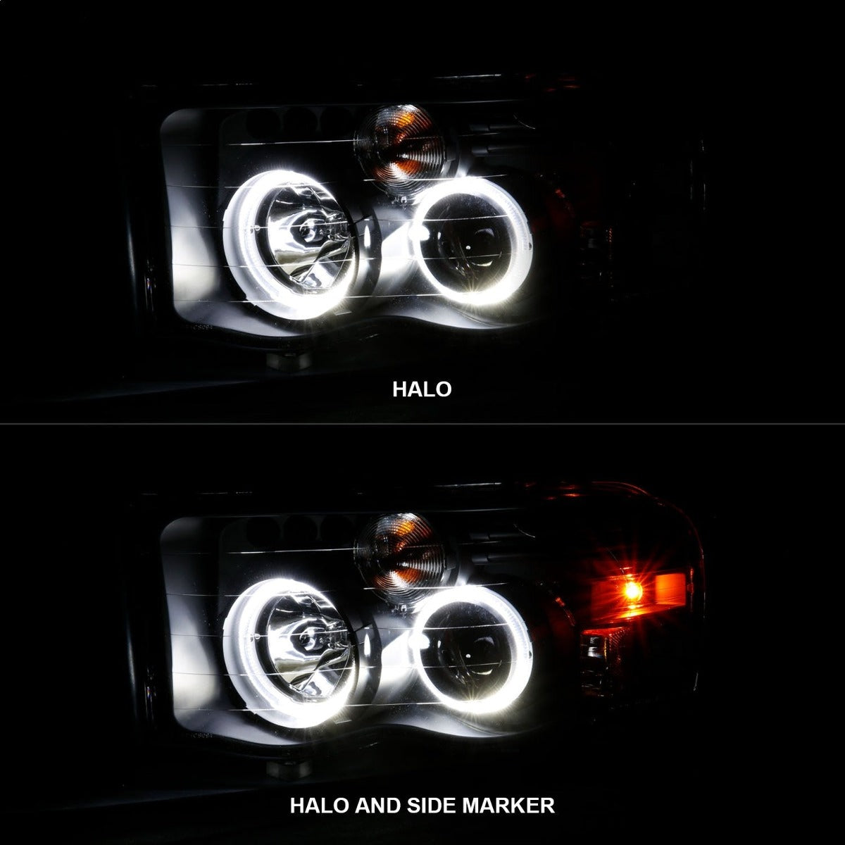 AnzoUSA 111490 Projector Headlights with Halo Black Clear Amber