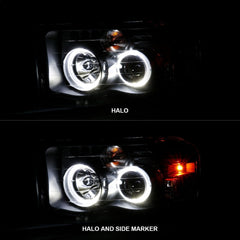 AnzoUSA 111490 Projector Headlights with Halo Black Clear Amber