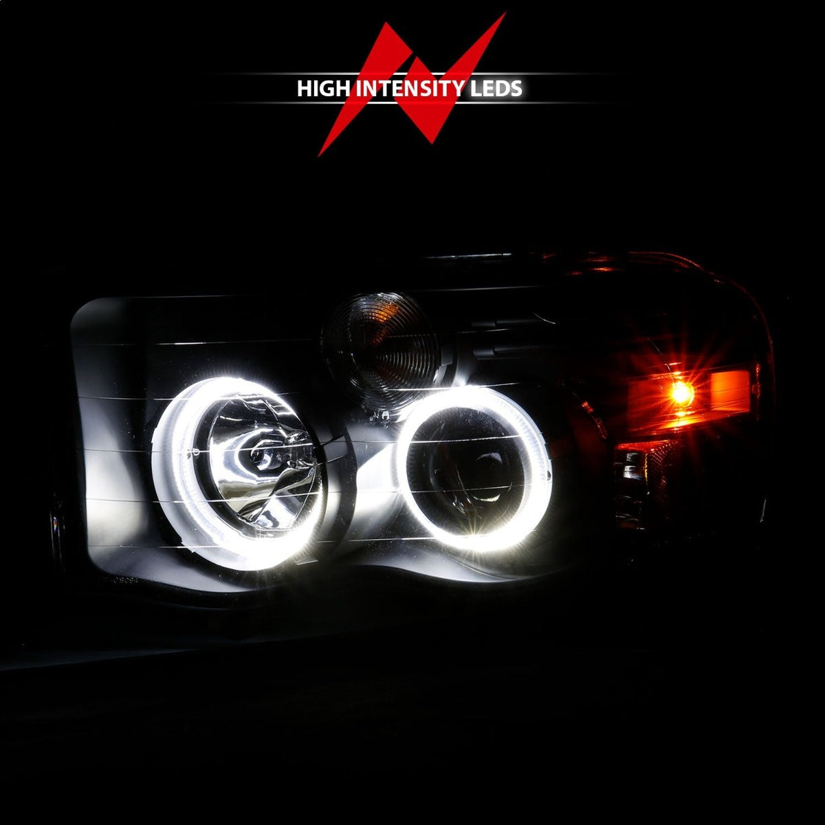 AnzoUSA 111490 Projector Headlights with Halo Black Clear Amber