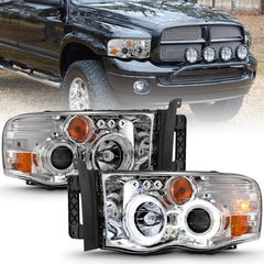 AnzoUSA 111491 Projector Headlights with Halo Chrome Clear Amber
