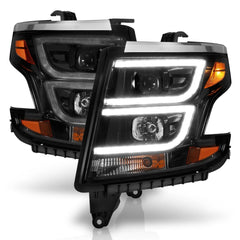 AnzoUSA 111492 Projector Headlights Plank Style Black with DRL