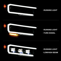 AnzoUSA 111496 LED Projector Headlights Plank Style Black with Amber