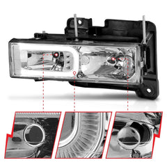 AnzoUSA 111499 Crystal Headlights with Light Bar Black Housing