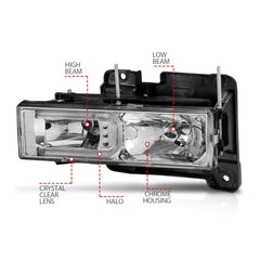 AnzoUSA 111499 Crystal Headlights with Light Bar Black Housing