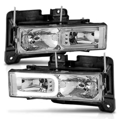 AnzoUSA 111499 Crystal Headlights with Light Bar Black Housing