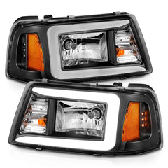 AnzoUSA 111511 Crystal Headlights with Light Bar Black Housing