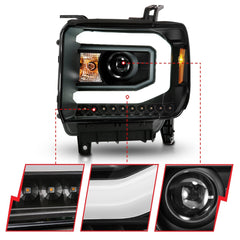 AnzoUSA 111513 Projector Headlights with Light Bar Black Housing (Halogen Type)