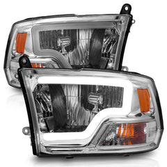 AnzoUSA 111516 Crystal Headlights with Light Bar Chrome Housing