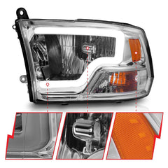 AnzoUSA 111516 Crystal Headlights with Light Bar Chrome Housing