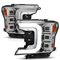 AnzoUSA 111521 Full LED Projector Headlight with Light Bar Sequential Signal Chrome Housing