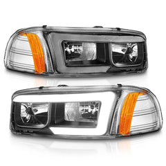 AnzoUSA 111522 Projector Headlights with Light Bar Black Housing