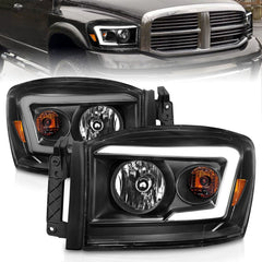 AnzoUSA 111524 Crystal Headlight with Light Bar Black Housing Clear Lens