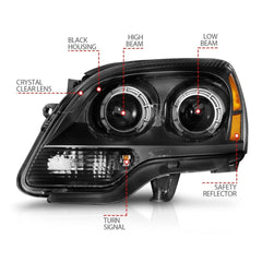 AnzoUSA 111530 Projector Headlights Black Housing
