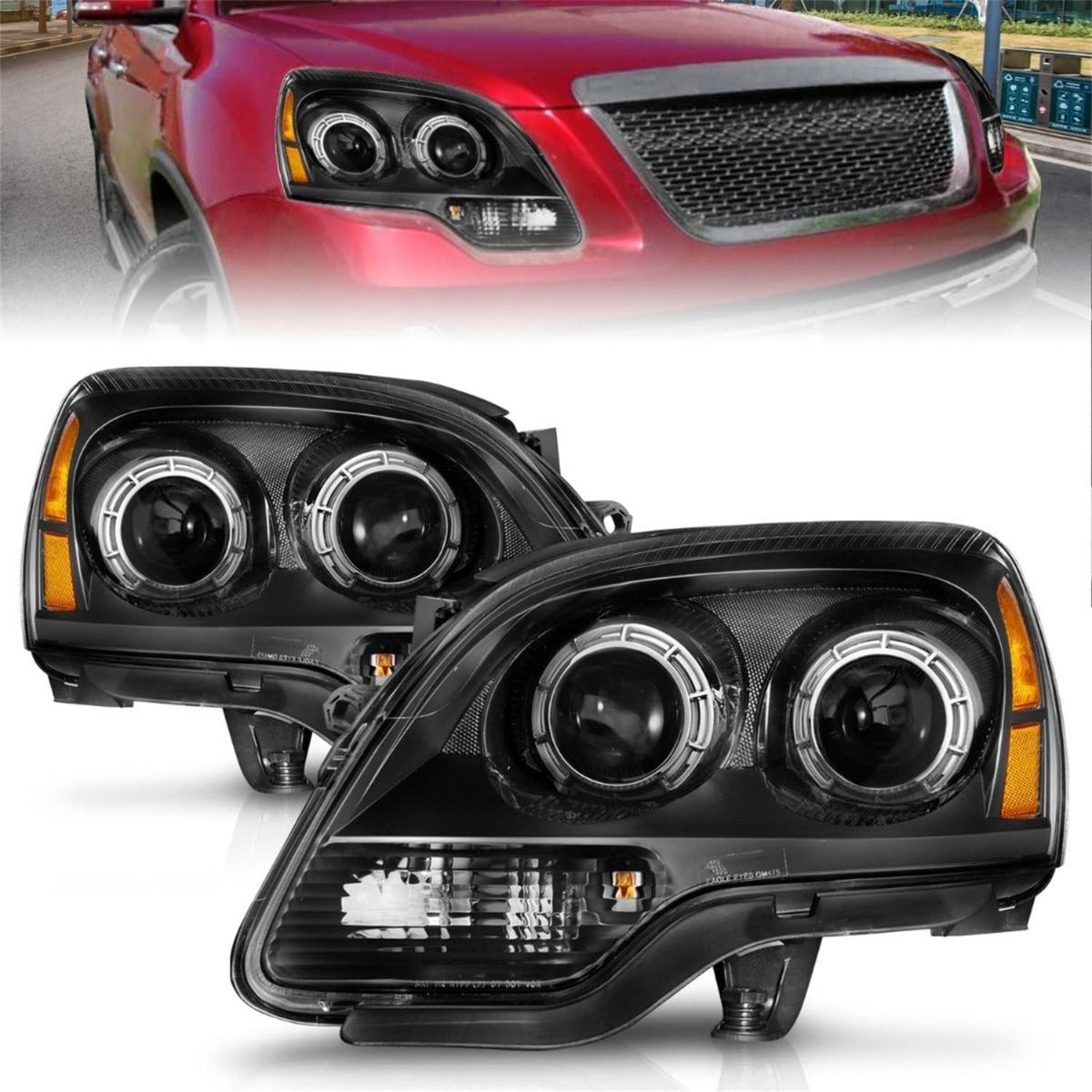 AnzoUSA 111530 Projector Headlights Black Housing