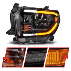 AnzoUSA 111531 LED Crystal Headlights with Switchback Black Housing with Drl