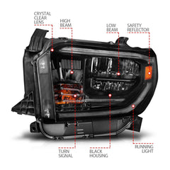 AnzoUSA 111533 LED Crystal Headlights with Switchback Black Housing with Drl